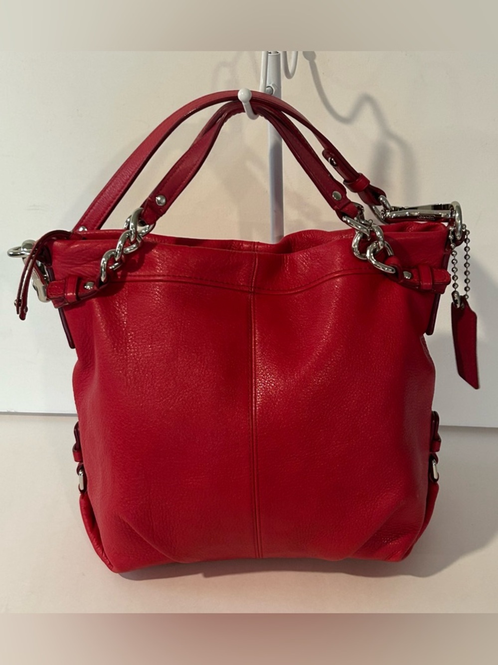 Coach Red Leather Shoulder Bag Silver Hardware Classic tote - Picture 9 of 15
